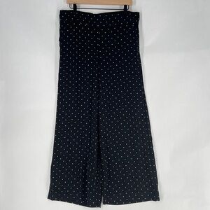 Adrienne Vittadini‎ Black & White Polka Dot Wide Leg Pull On Pants Flowy Size 10